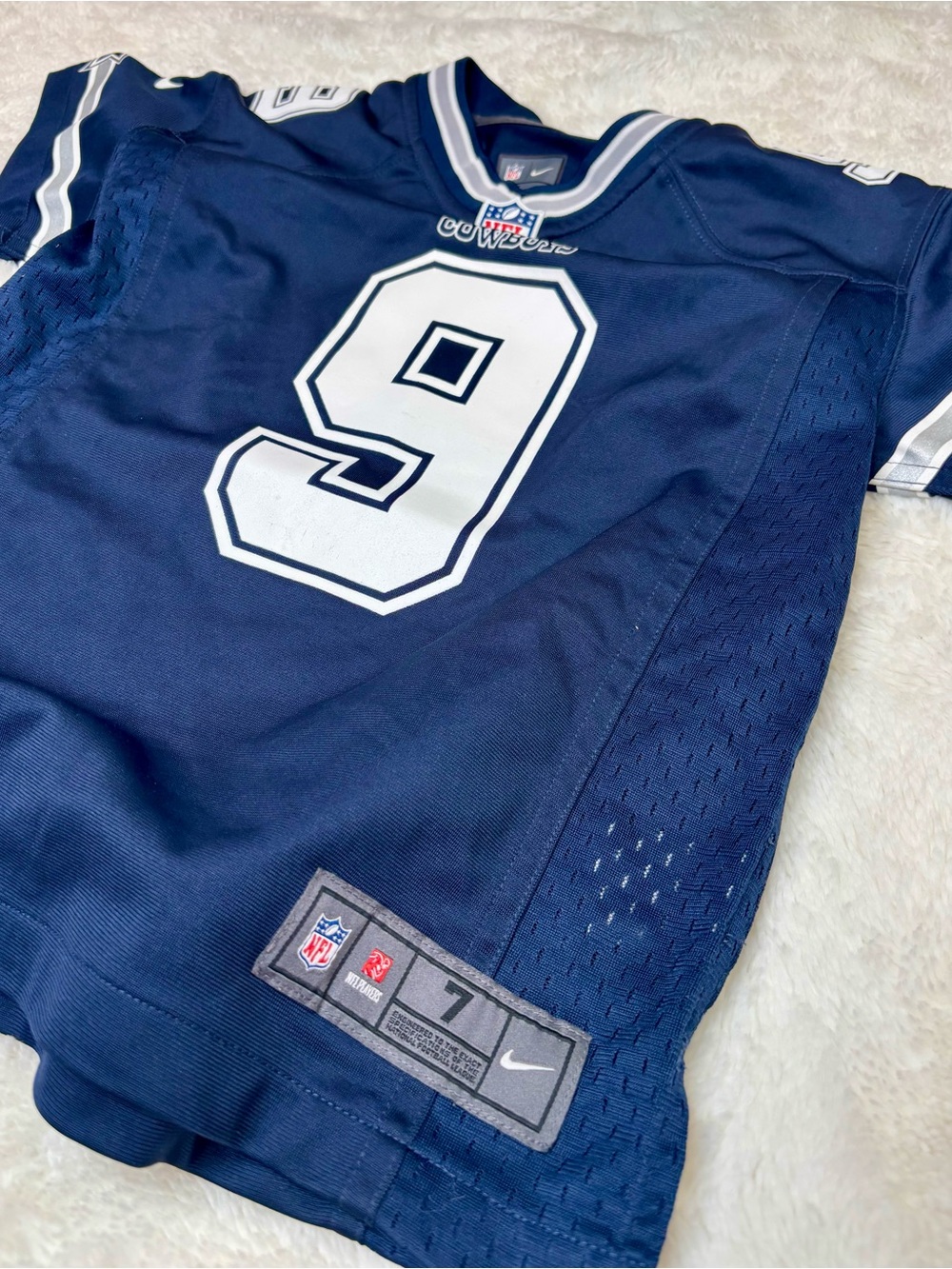 Nike Navy and White Football Jersey #9
